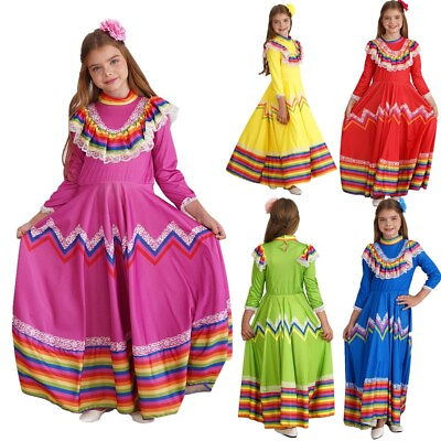 #ad Kids Girl#x27;s Dress Celebrations Princess Dress Dancewear Boho Dress Traditional $27.59