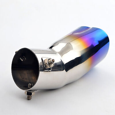 #ad Thicken Heart Shaped Curved Straight Stainless Steel Car Exhaust Pipe Blue Part $20.00