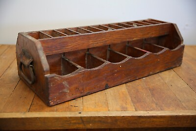 #ad Vintage Antique tool box wood tote caddy organizer letterpress typeset tray $399.99