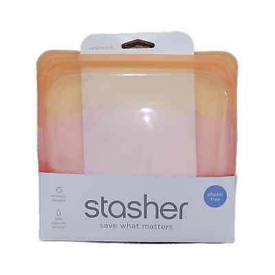 #ad Stasher Silicone Reusable Sandwich Bag Orange Ombre NWT $15.00