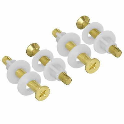 #ad Wideskall 4 Pieces Brass Plated Toilet Seat Hinge Bolts Screw and Nut $8.89