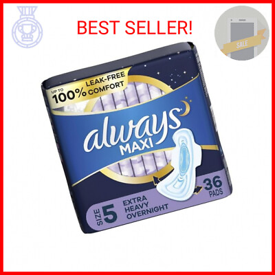 #ad Always Maxi Feminine Pads for Women Size 5 Extra Heavy Overnight Absorbency wi $15.23