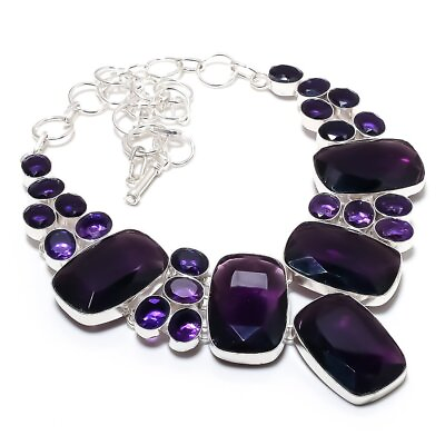 #ad Amethyst Gemstone Handmade 925 Sterling Silver Jewelry Necklace 18quot; $33.25
