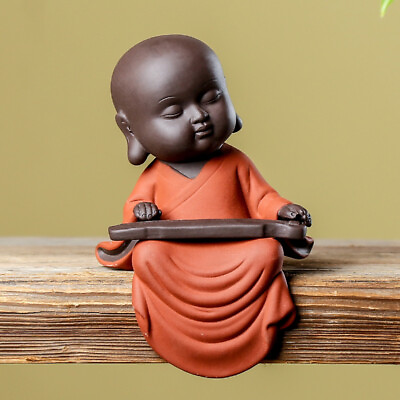 #ad zisha purple clay pottery monk musical instrument Buddhism tea pet Statue $80.96