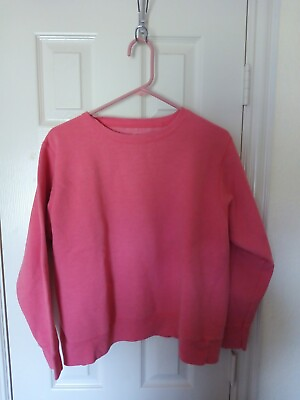 #ad Hanes Sweatshirt Womens Midweight Crewneck Relaxed Fit Pink Large $8.00