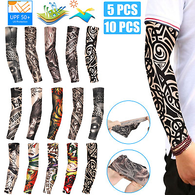 #ad 10 5Pcs Tattoo Cooling Arm Sleeves Cover Basketball Golf Sport UV Sun Protection $7.98