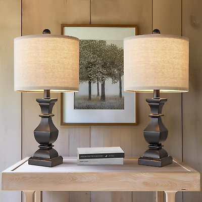 #ad 20.5quot; Mid Century Table Lamp Sets of 2 for Living Room Retro Style Farmhouse Tab $74.88