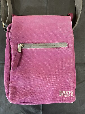 #ad Duluth Trading Co Purple Canvas Crossbody Organizer Purse Lots of Pockets 8x10x2 $14.95