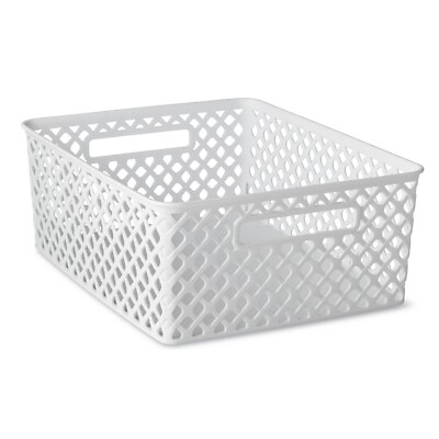 #ad USA Medium White Decorative Storage Basket $14.00