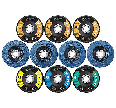 #ad 10PCS Zirconia Flap Sanding Disc 4 1 2 in Angle Grinder Wheel 40 60 80 120 Grit $21.84