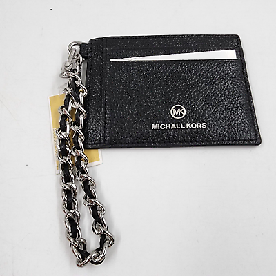 #ad Michael Kors Jet Set Charm Id Chain Card Holder Women#x27;s Small Black with ID Slot $44.03