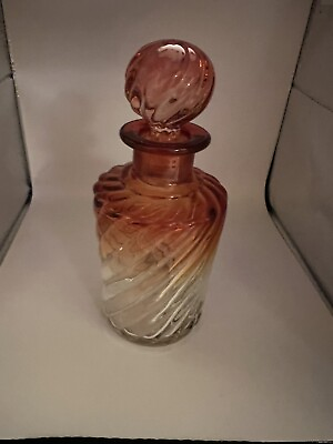 #ad Baccarat Rose Tiente French Swirl Antique Dresser Bottle Rosette Top 7quot; c 1930#x27;s $126.65