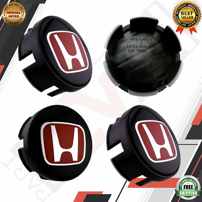#ad 🔥🔥🔥Set of 4 Red H Wheel Center Caps Hubs Cover 58mm Cap For CIVIC FIT INSIGHT $29.00