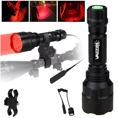 #ad 350 Yards Tactical FlashlightGreen Red White Light Hunting Mount Remote Switch $19.99