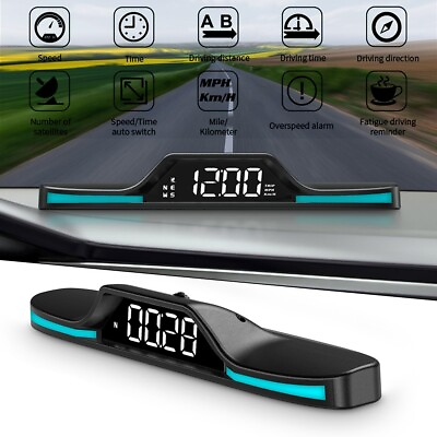 #ad Car HUD Digital Speedometer Projector Head Up Display OBD2 GPS Overspeed Alarm $40.79