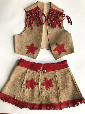 #ad 1960#x27;s Vintage Childs Leather vest amp; skirt fringed $20.00