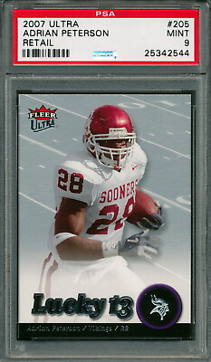 #ad 2007 Ultra Lucky 13 Retail #205 Adrian Peterson Rookie Card Graded PSA 9 $59.95