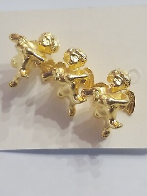 #ad Karl Lagerfeld 3 CHERUB Pins tiebacks RARE No Pushbacks NOS Rare GOLD PLATED $175.00