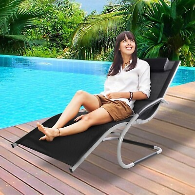#ad VILOBOS Outdoor Chaise Lounge Chair Aluminum Frame Pool Patio Seating Recliner $89.99
