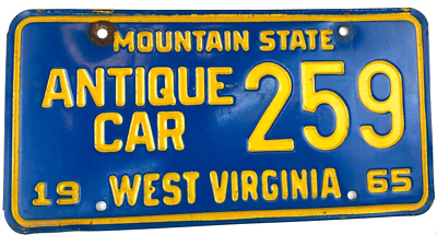 #ad West Virginia 1965 Antique Vehicle License Plate Vintage Garage Collector Decor $61.95