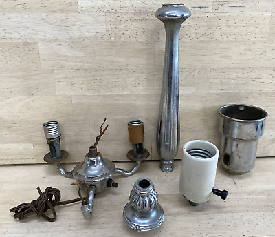#ad FLOOR LAMP PARTS Mixed Lot Untested 4 Light Cluster Large Porcelain Socket $53.89