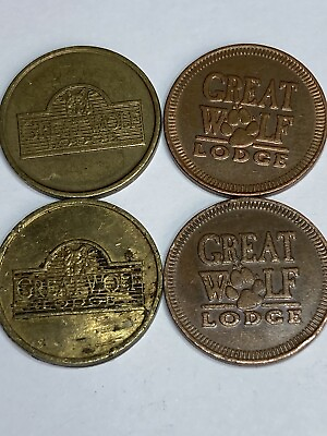 #ad 4 Great Wolf Lodge Game Room Tokens 2 Types Arcade Amusement LOOK $9.82