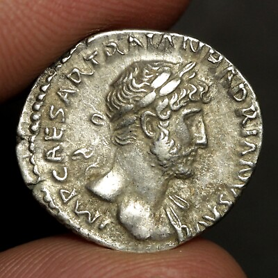 #ad Hadrian Denarius Ancient Roman Empire Silver Coin 117AD Mars God of War Ch VF $128.25