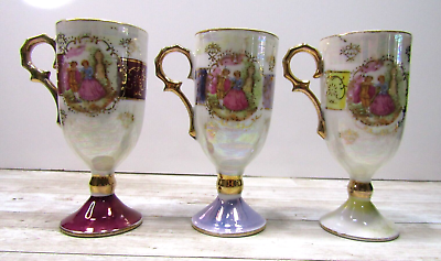 #ad Vintage Royal Vienna Style 11 681 Coffee Footed Cup Set of 3 Lusterware Finish $52.55