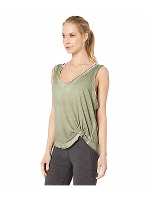 #ad FREE PEOPLE Womens Green Heather Sleeveless V Neck Active Wear Tank Top M $3.39