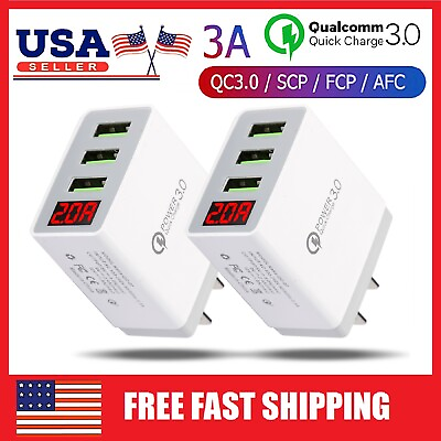 #ad 2 Pack Fast Quick Charge QC 3.0 Wall Charger Adapter US Plug 3 USB Port US Plug $8.26