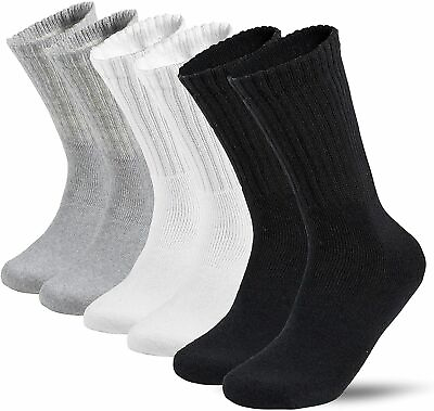 #ad Lot 3 12 Pairs Mens Solid Sports Athletic Work Plain Crew Socks Size 10 13 $7.99