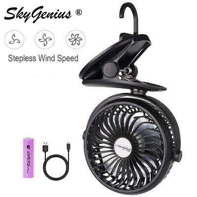 #ad SkyGenius Battery Operated Clip on Stroller Fan Portable Mini Desk Ceiling Fan $19.99