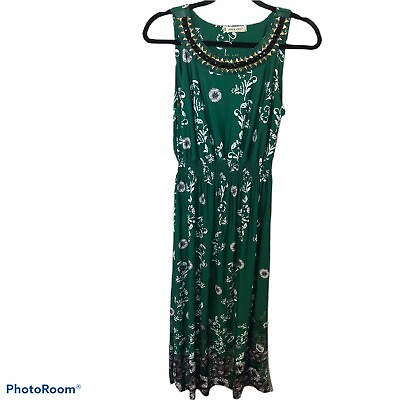 #ad Jon and Anna green floral maxi dress beaded small $10.00