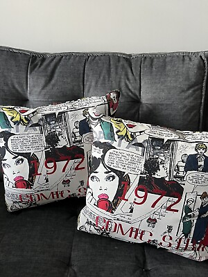 #ad Set of 2 Decorative Comic Book Accent “Girls Night Out Accent Pillows” Cartoon $44.99