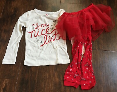 #ad 4T Girls 3pc I#x27;m on Santa#x27;s Nice List Outfit Set Just One You Carter#x27;s Red Tutu $13.99