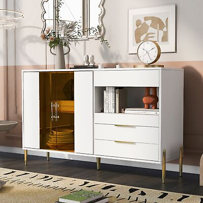 #ad U Style Acrylic Door Storage Cabinets Light Luxury Modern with Adjustable Sh $257.24