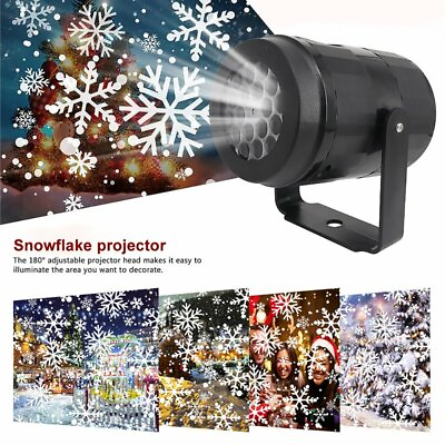 #ad LED Snowflake Christmas Projector Light Laser Moving Landscape Xmas Decor Lamp $12.89