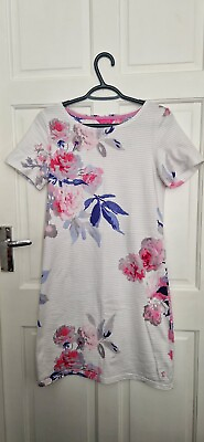 #ad Joules Riviera Dress Size UK 10 Multicoloured Floral Stripe Jersey Spring Summer GBP 14.99