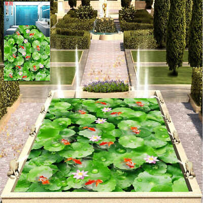 #ad Lotus Dewdrop Koi 3D Floor Mural Photo Flooring Wallpaper Home Print Decoration AU $389.00