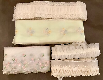 #ad 1940’s Antique Lingerie Lace Ribbon Embroidered Chiffon Trims $39.95