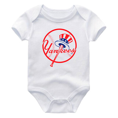 #ad NY Yankees Baby Shirt New York Baseball Newborn Bodysuit Aaron Judge Fan Jersey $13.99