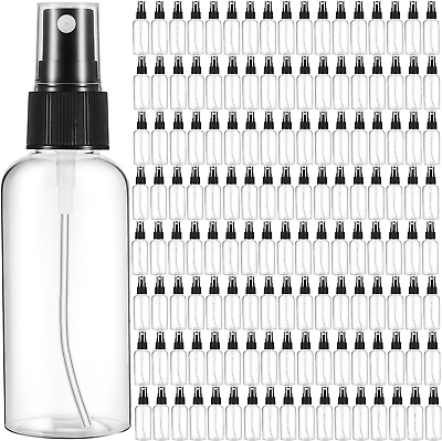 #ad 100 Pcs 2 Oz Plastic Spray Bottles Mini Spray Bottles with Black Cap Clear Empty $72.49