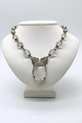 #ad Outstanding Antique Art Deco Czechoslovakian Crystal Necklace $165.00