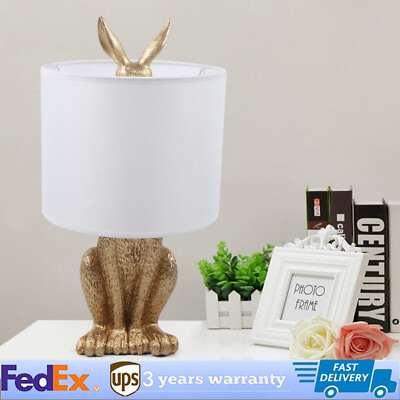 #ad Rabbit Lamp LED Golden Stylish Table Light Bedside Lighting Desk Night Light NEW $60.85