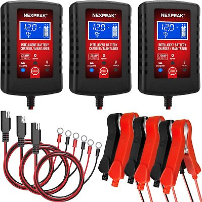#ad 3 Pack 1.75 Amp Car Battery Charger 6V and 12V Smart Fully Automatic 3 Pack $81.61