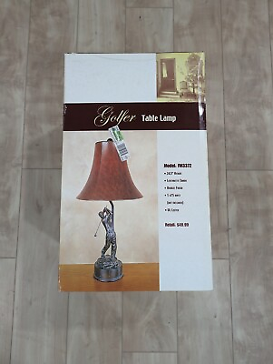 #ad Vintage Leatherette Shade Golf Swing Desk Table Lamp NEW NIB $69.99