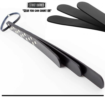 #ad Strict Leather Three Layer Slapper Black Paddle Crop Whip IMPACT Bondage BDSM $47.98