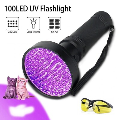 #ad 100 LED UV Ultra Violet Flashlight Blacklight Detection Outdoor Torch Lamp Light $22.04