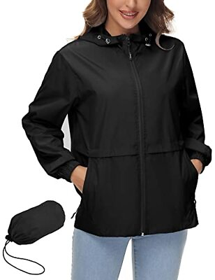 #ad Women#x27;s Raincoat Waterproof Windbreaker Lightweight Hooded Outdoor Woman Pack... $44.71