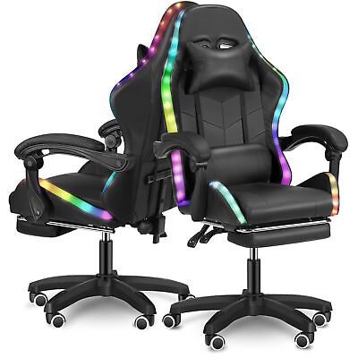 #ad Gaming Chair with Footrest Height Adjustable Office Swivel Reclining Nrsnmgkfhu $136.07